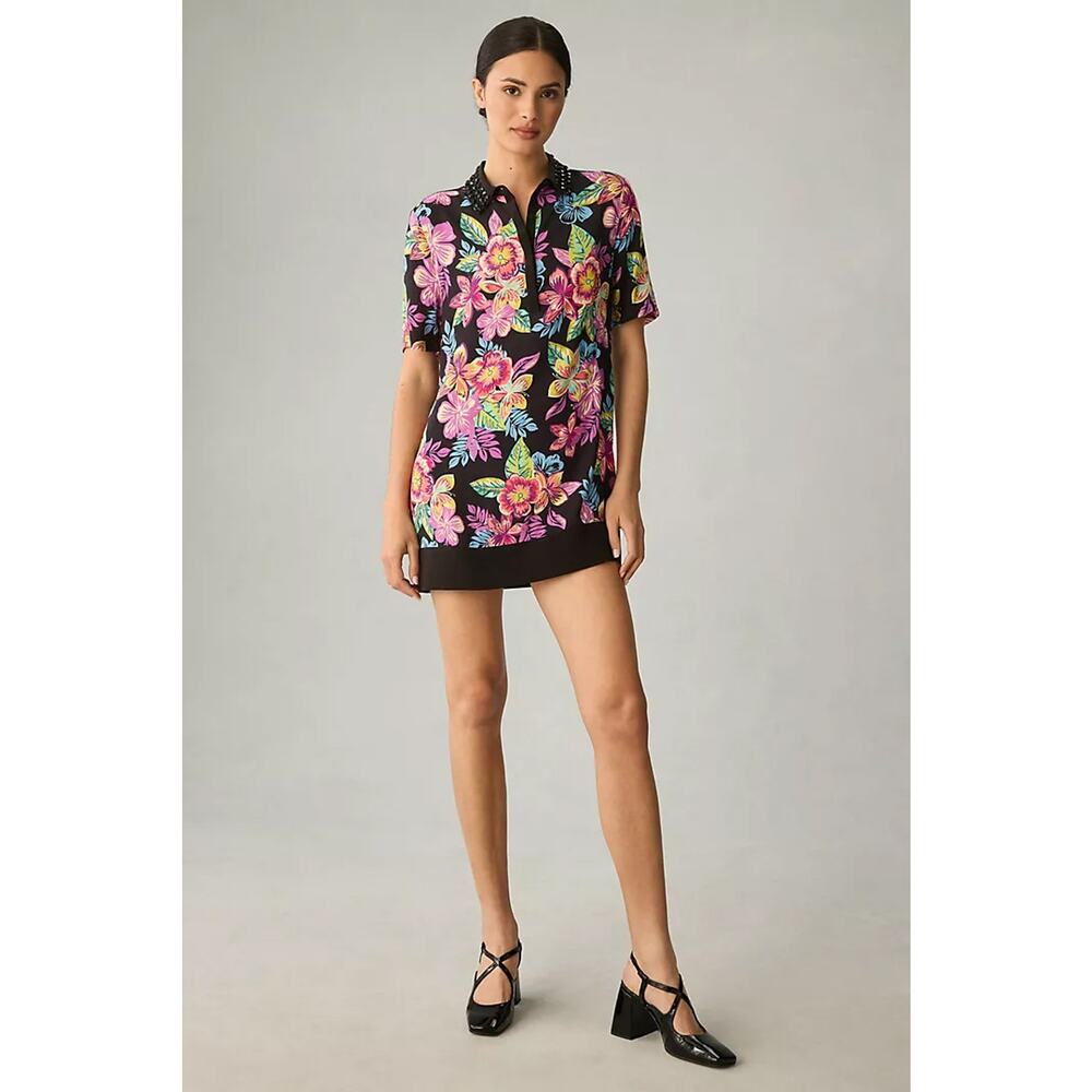 nwt ANTHROPOLOGIE LE SUPERBE sz 2 Palm Beach Polo Dress in Black Acid